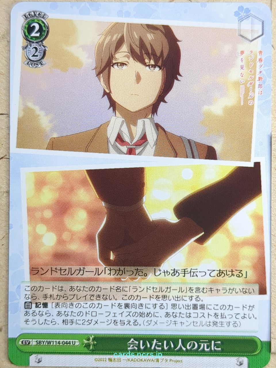 Weiss Schwarz Rascal Does Not Dream of Bunny Girl Senpai SBY/W114-044U U Sakuta Azusagawa Trading Card NM