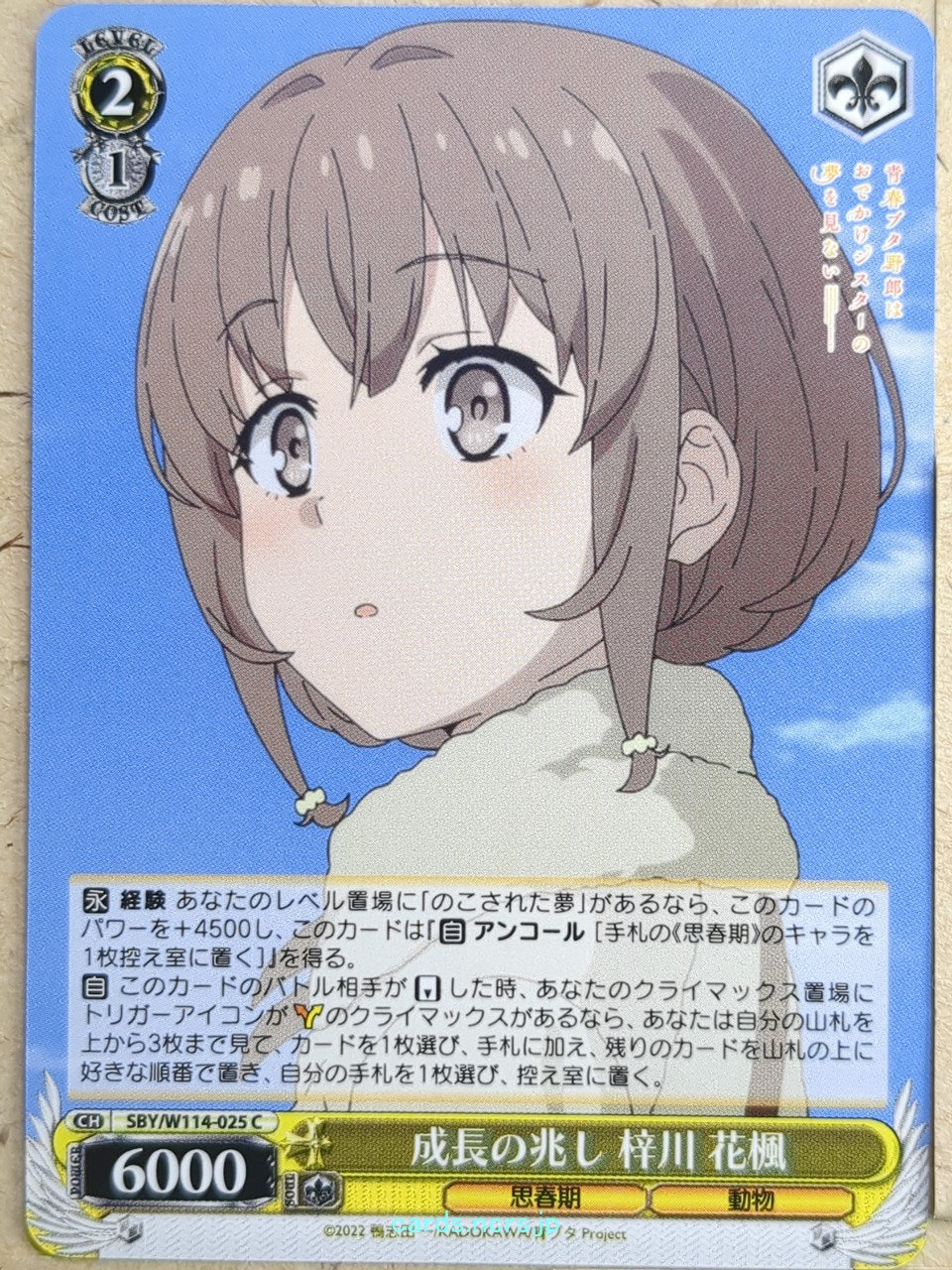 Weiss Schwarz Rascal Does Not Dream of Bunny Girl Senpai SBY/W114-025C C Kaede A