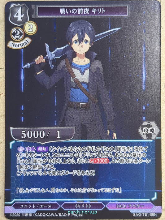 Build Divide Sword Art Online BD/SAO-TB1-09N N Kirito Trading Card NM