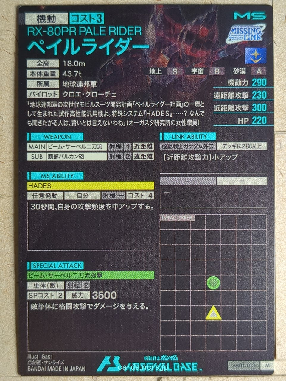 Gundam Arsenal Base Gundam GAB/AB01-013 M Pale Rider Trading Card NM