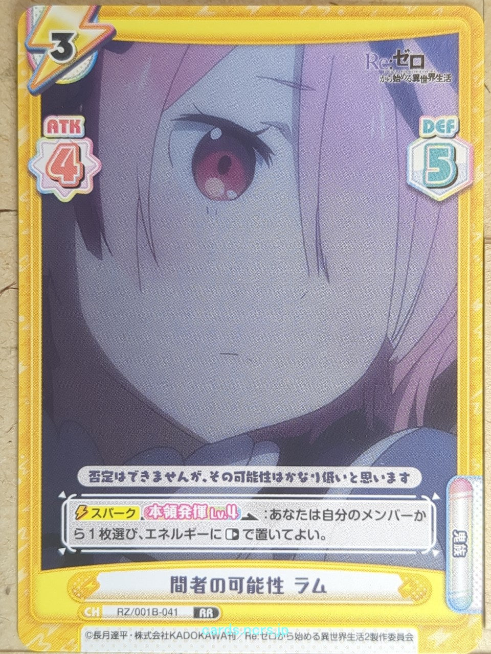 Re birth for you Re ZERO RE/RZ/001B-041 RR Ram Trading Card NM