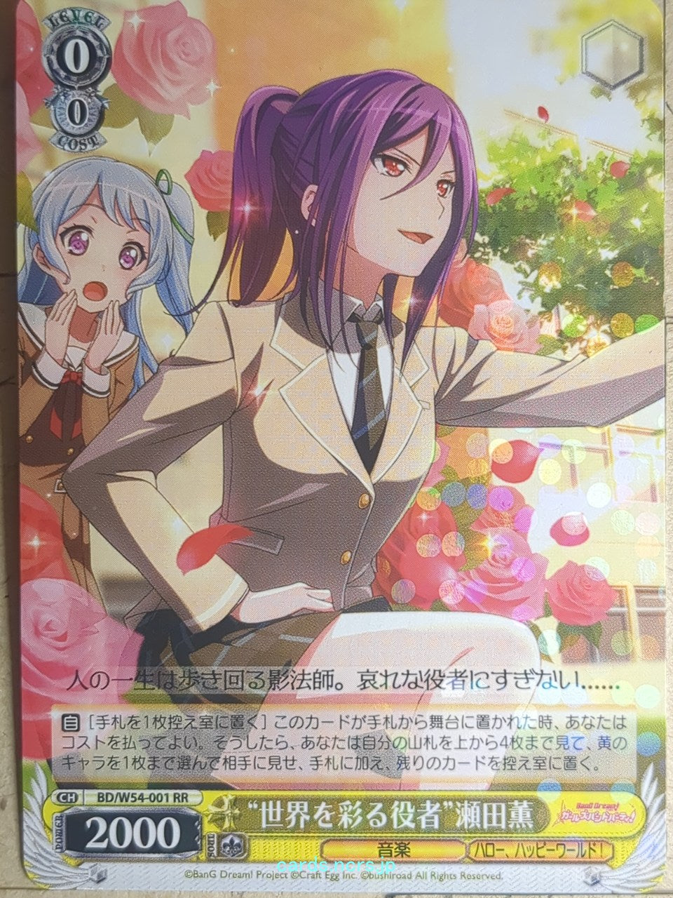 Weiss Schwarz BanG Dream! BD/W54-001RR RR Kaoru Seta Trading Card NM