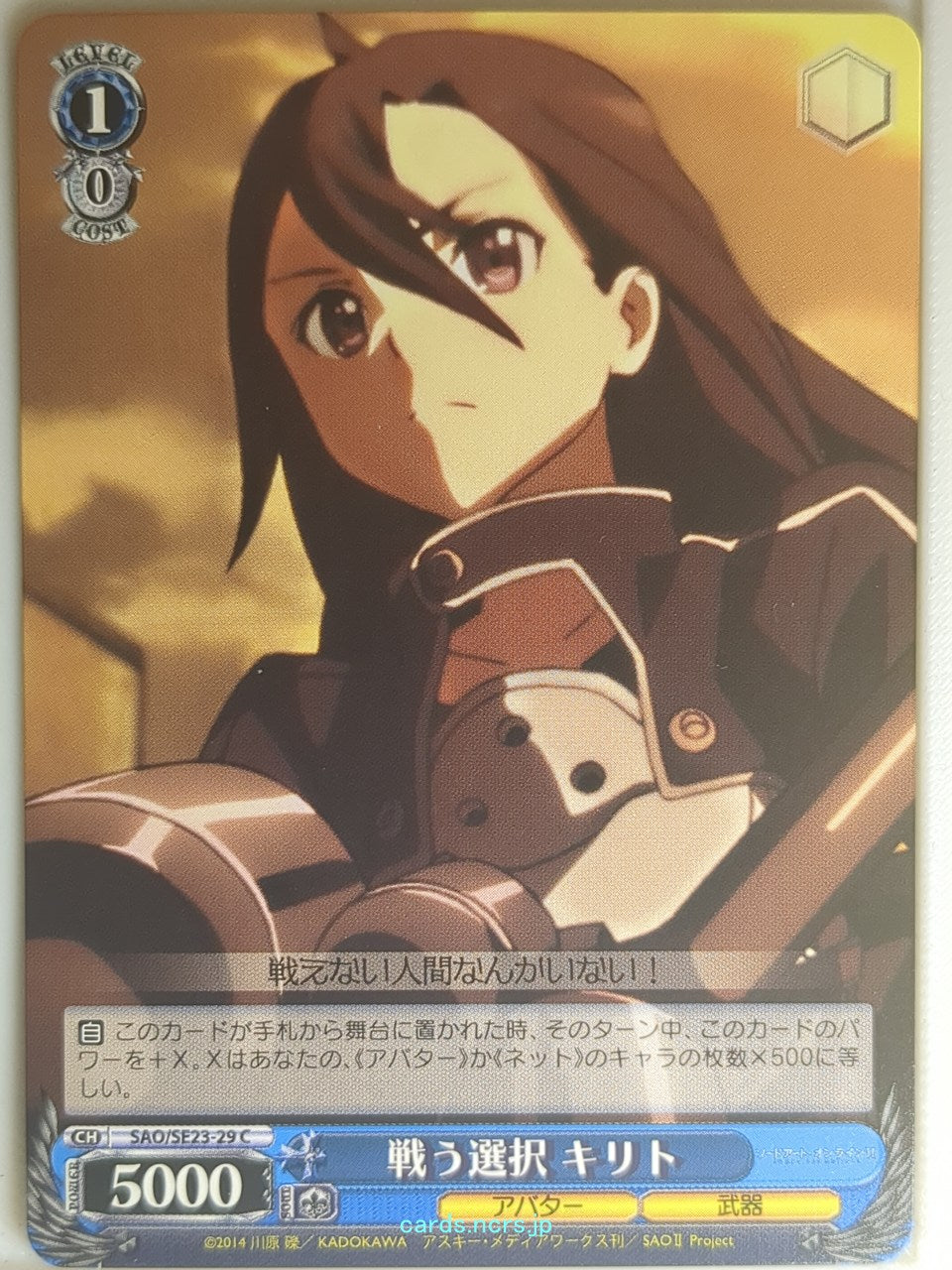 Weiss Schwarz Sword Art Online SAO/SE23-29C C Kirito Trading Card NM