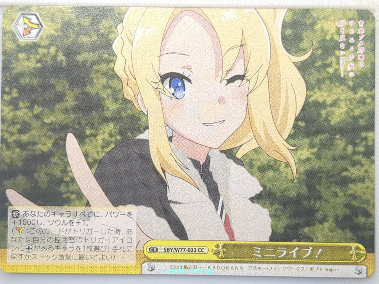Weiss Schwarz Rascal Does Not Dream of Bunny Girl Senpai SBY/W77-022CC CC  Tradi