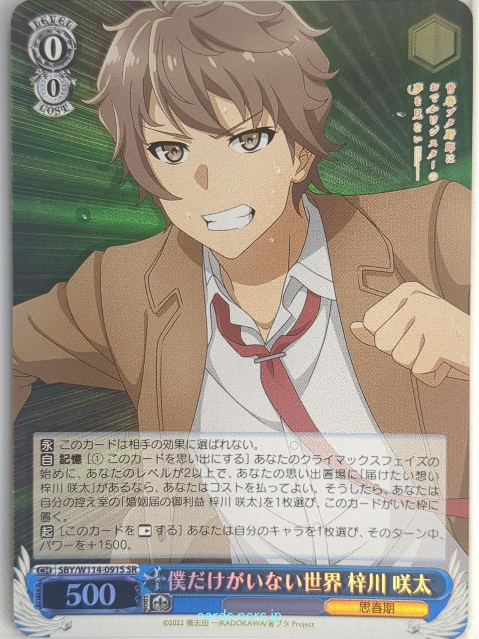 Weiss Schwarz Rascal Does Not Dream of Bunny Girl Senpai SBY/W114-091SSR SSR Sakuta Azusagawa Trading Card NM