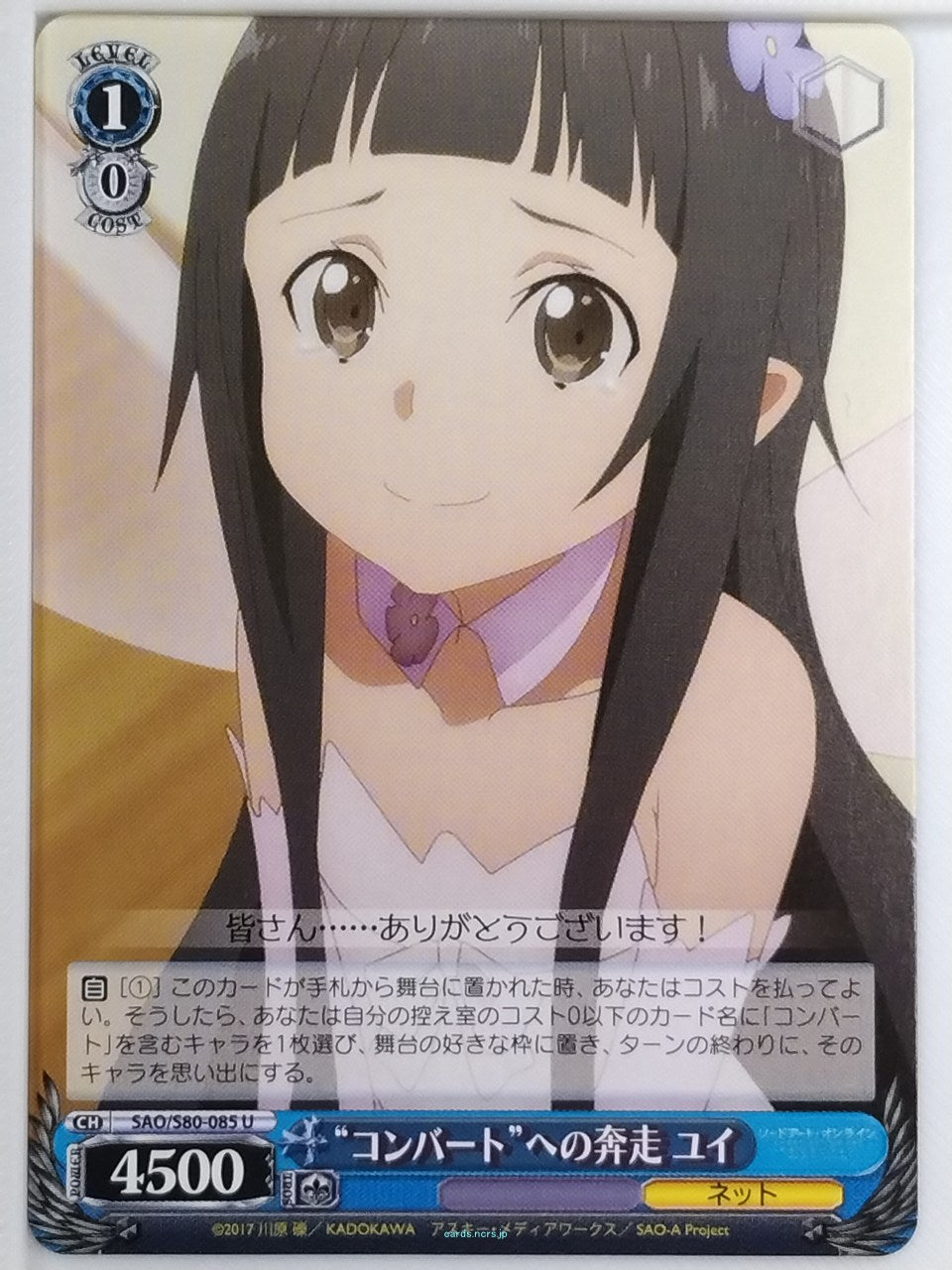 Weiss Schwarz Sword Art Online SAO/S80-085C U Yui Trading Card NM