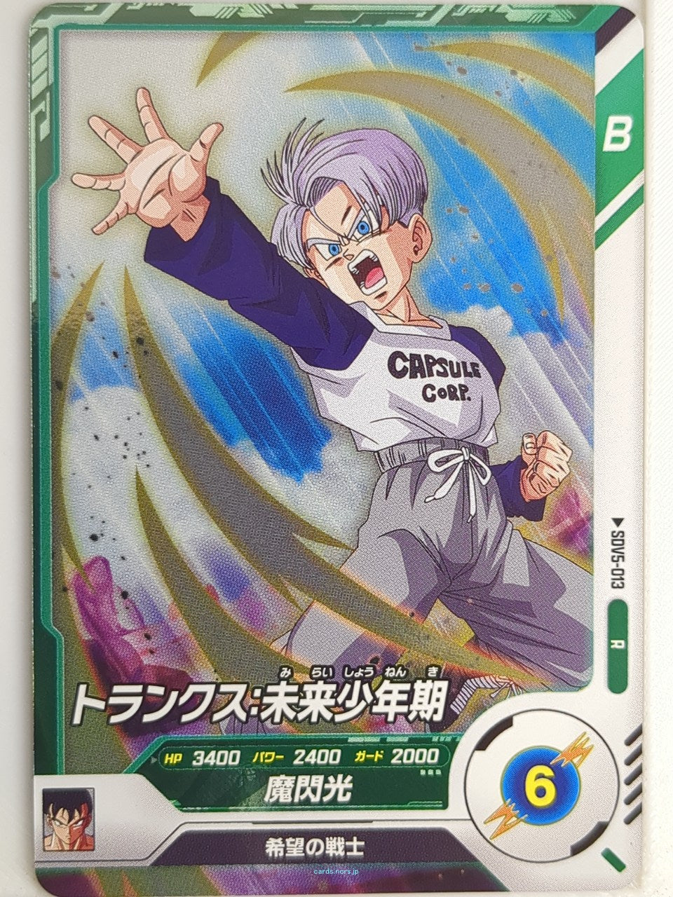 DragonBall Super Divers Dragon Ball DSD/SDV5-013 R Trunks Trading Card NM