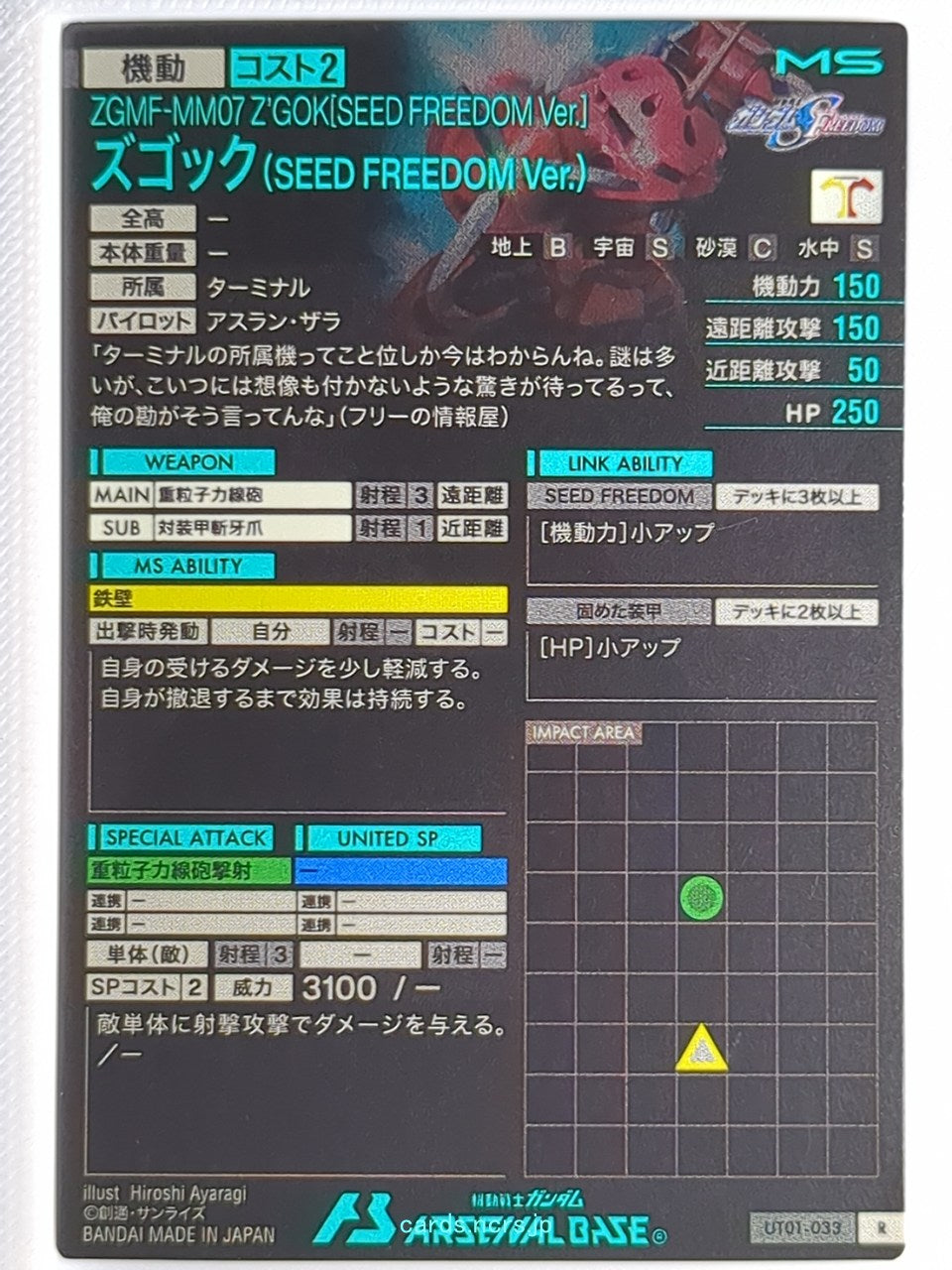 Gundam Arsenal Base Gundam GAB/UT01-033 R Z'Gok Trading Card EX