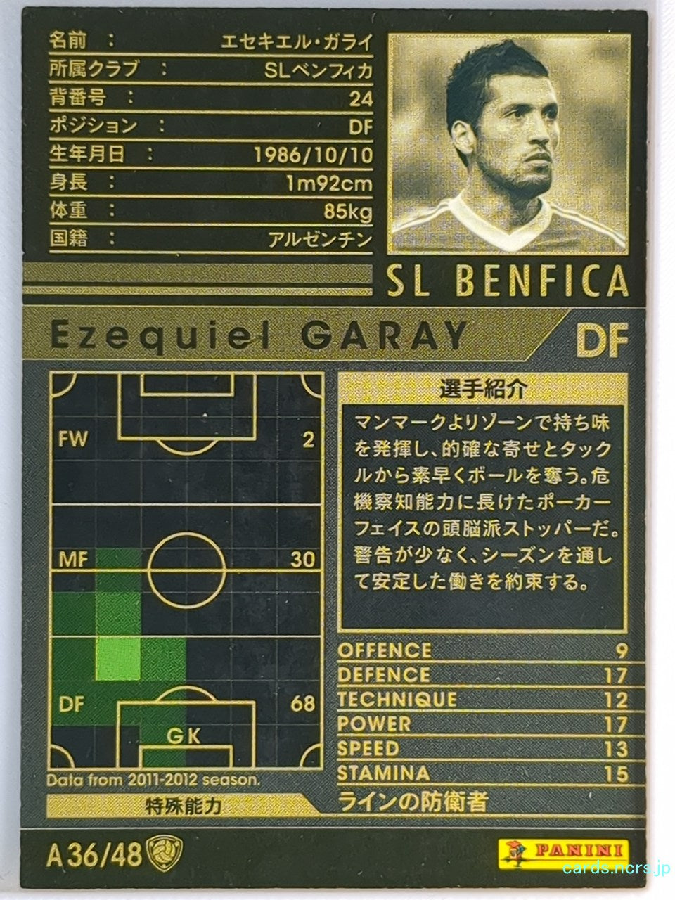 Panini WCCF Football WCCF/2011-2012-A36/48 N Ezequiel Garay Trading Card NM