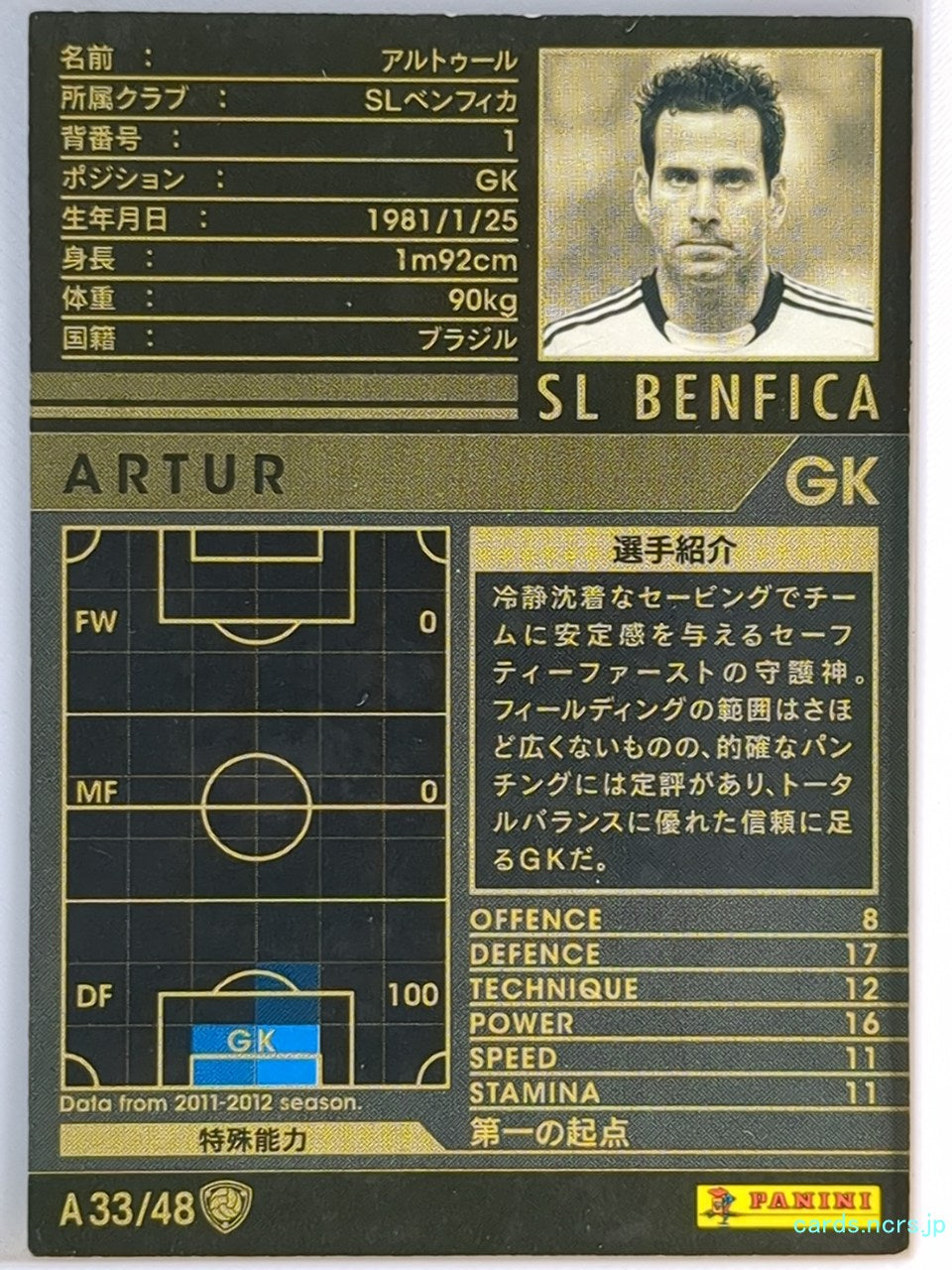 Panini WCCF Football WCCF/2011-2012-A33/48 N Arturo DI NAPOLI Trading Card EX