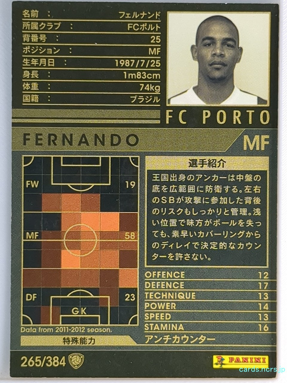 Panini WCCF Football WCCF/2011-2012-265/384 N Fernando Trading Card NM