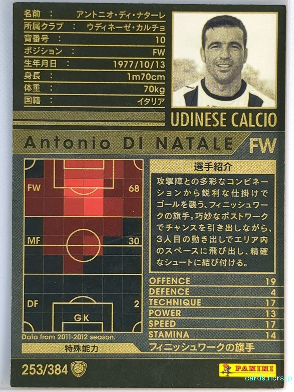 Panini WCCF Football WCCF/2011-2012-253/384 N Antonio DI NATALE Trading Card EX