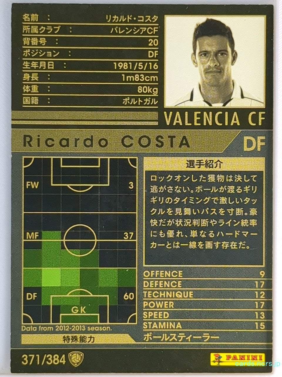 Panini WCCF Football WCCF/2012-2013-371/384 N Ricardo COSTA Trading Card NM