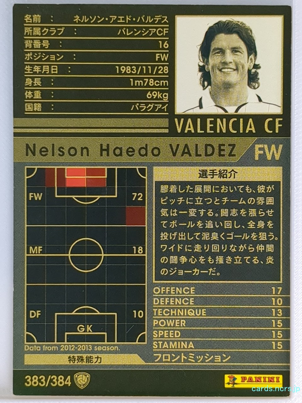 Panini WCCF Football WCCF/2012-2013-383/384 N Nelson Haedo Valdez Trading Card NM