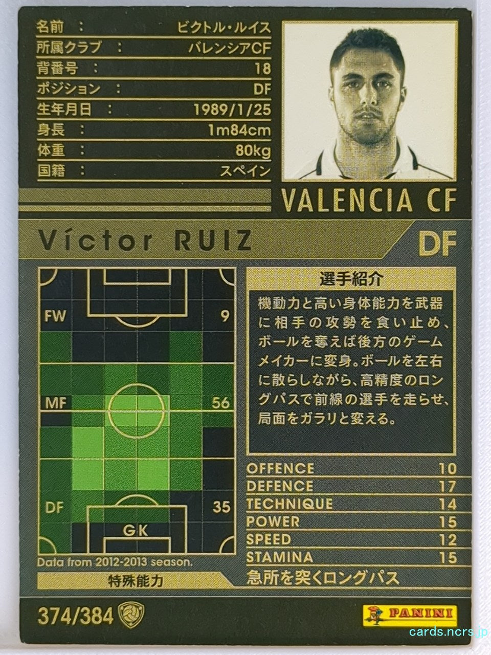 Panini WCCF Football WCCF/2012-2013-374/384 N Victor RUIZ Trading Card EX