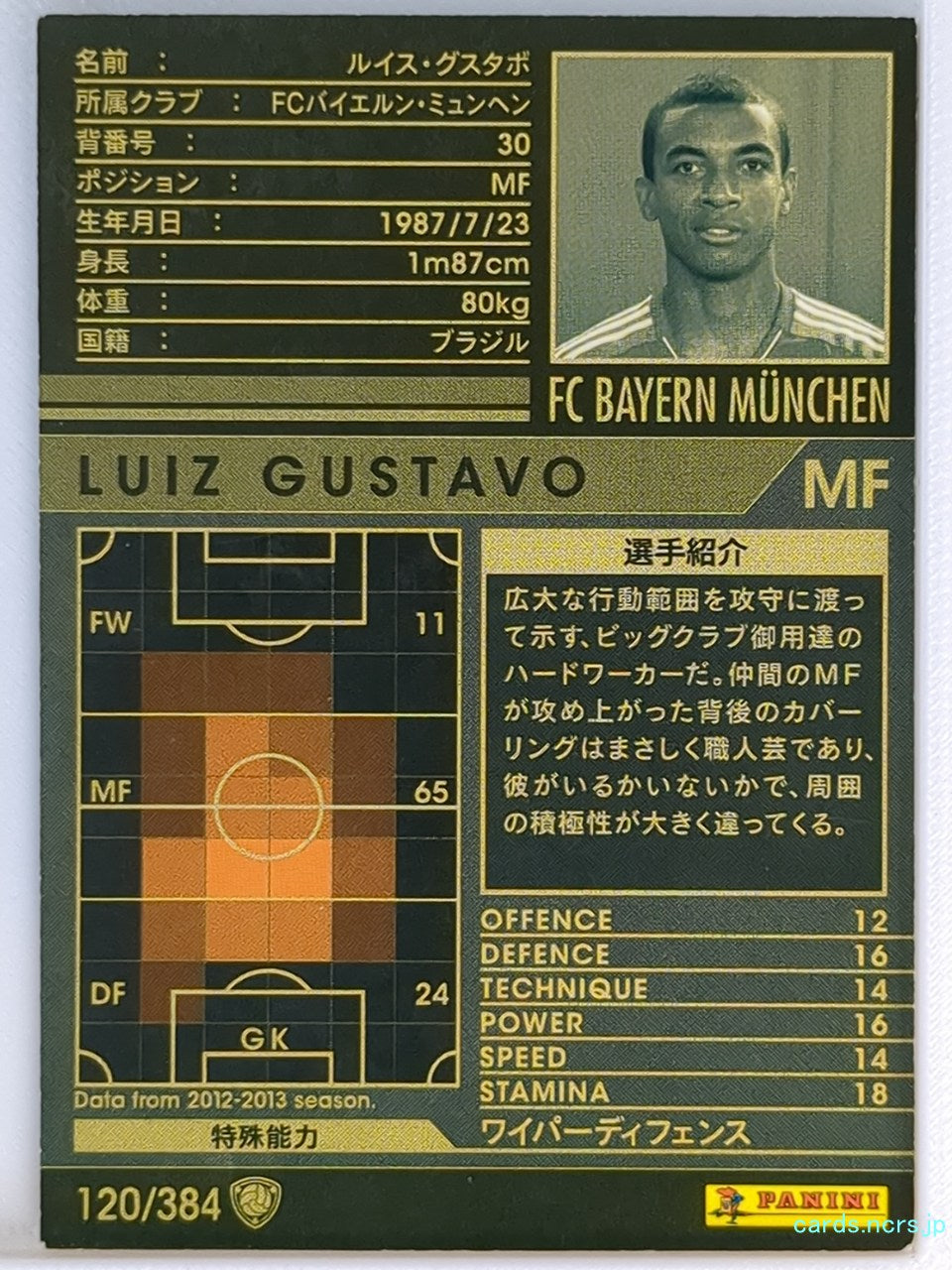 Panini WCCF Football WCCF/2012-2013-120/384 N Luiz Gustavo Trading Card NM