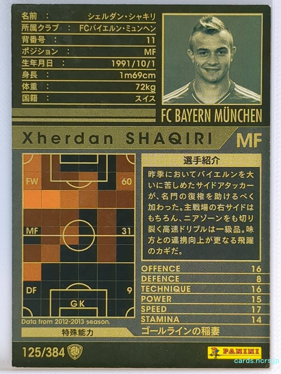 Panini WCCF Football WCCF/2012-2013-125/384 N Xherdan Shaqiri Trading Card NM