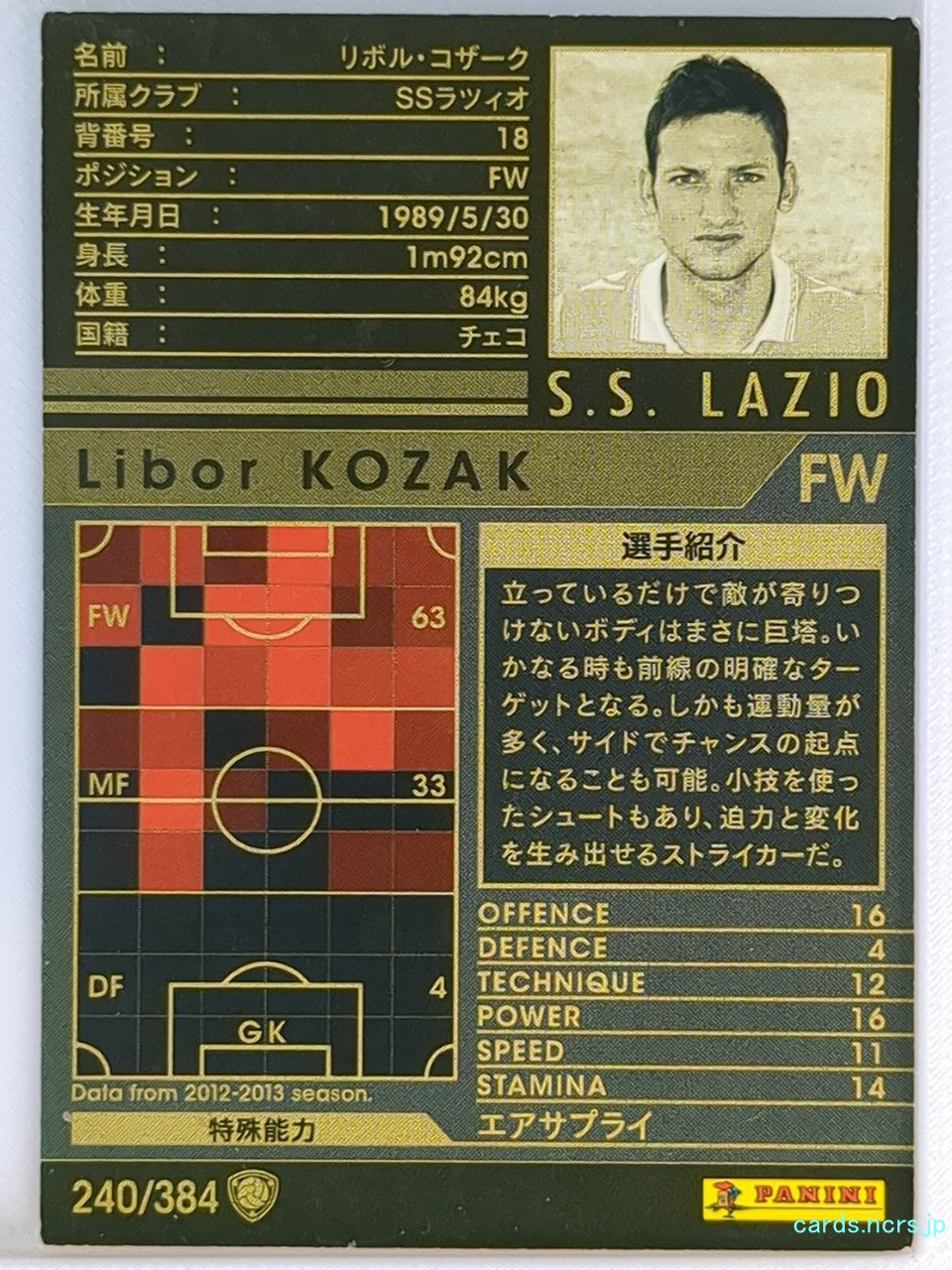 Panini WCCF Football WCCF/2012-2013-240/384 N Libor Kozak Trading Card NM