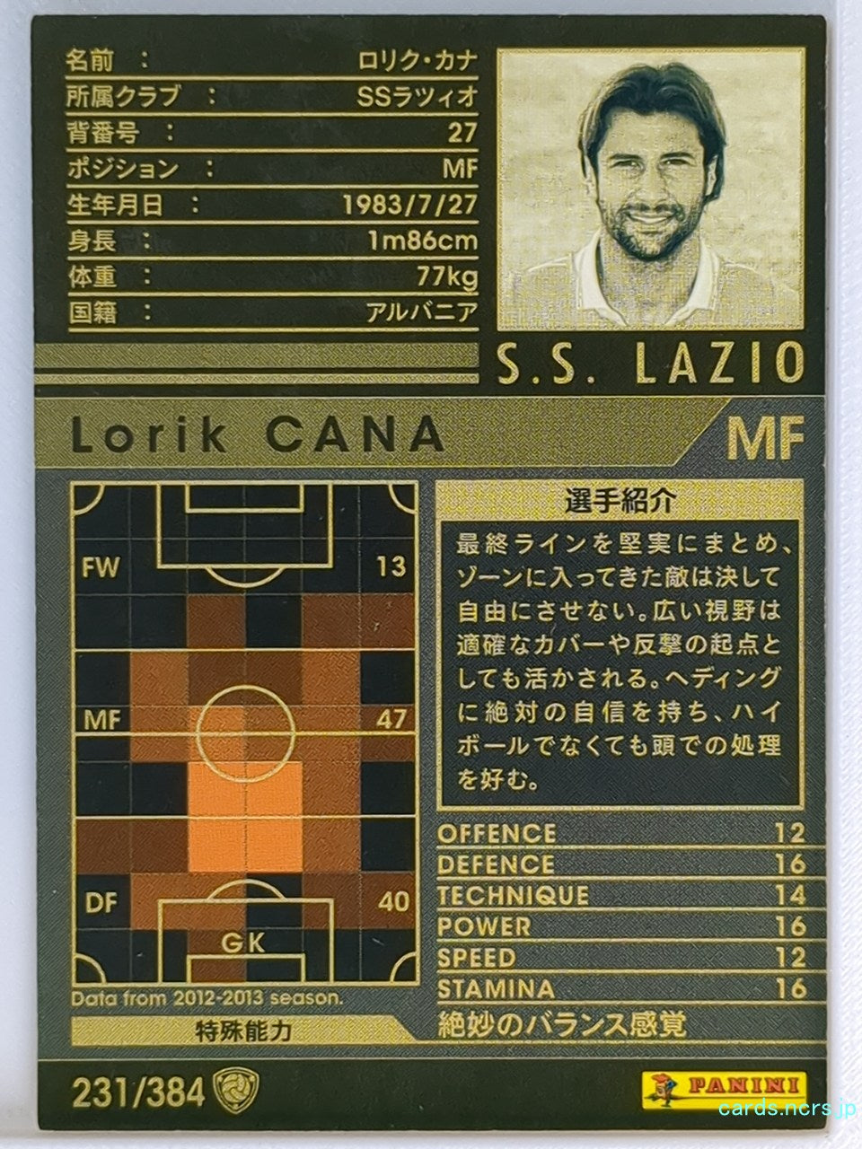 Panini WCCF Football WCCF/2012-2013-231/384 N Lorik Cana Trading Card NM