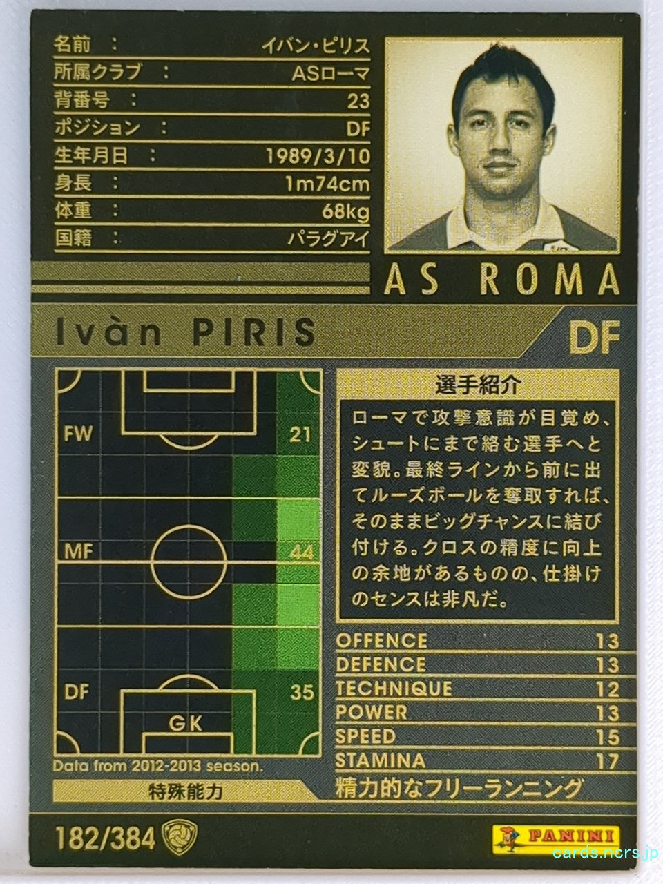 Panini WCCF Football WCCF/2012-2013-182/384 N Ivan PIRIS Trading Card EX