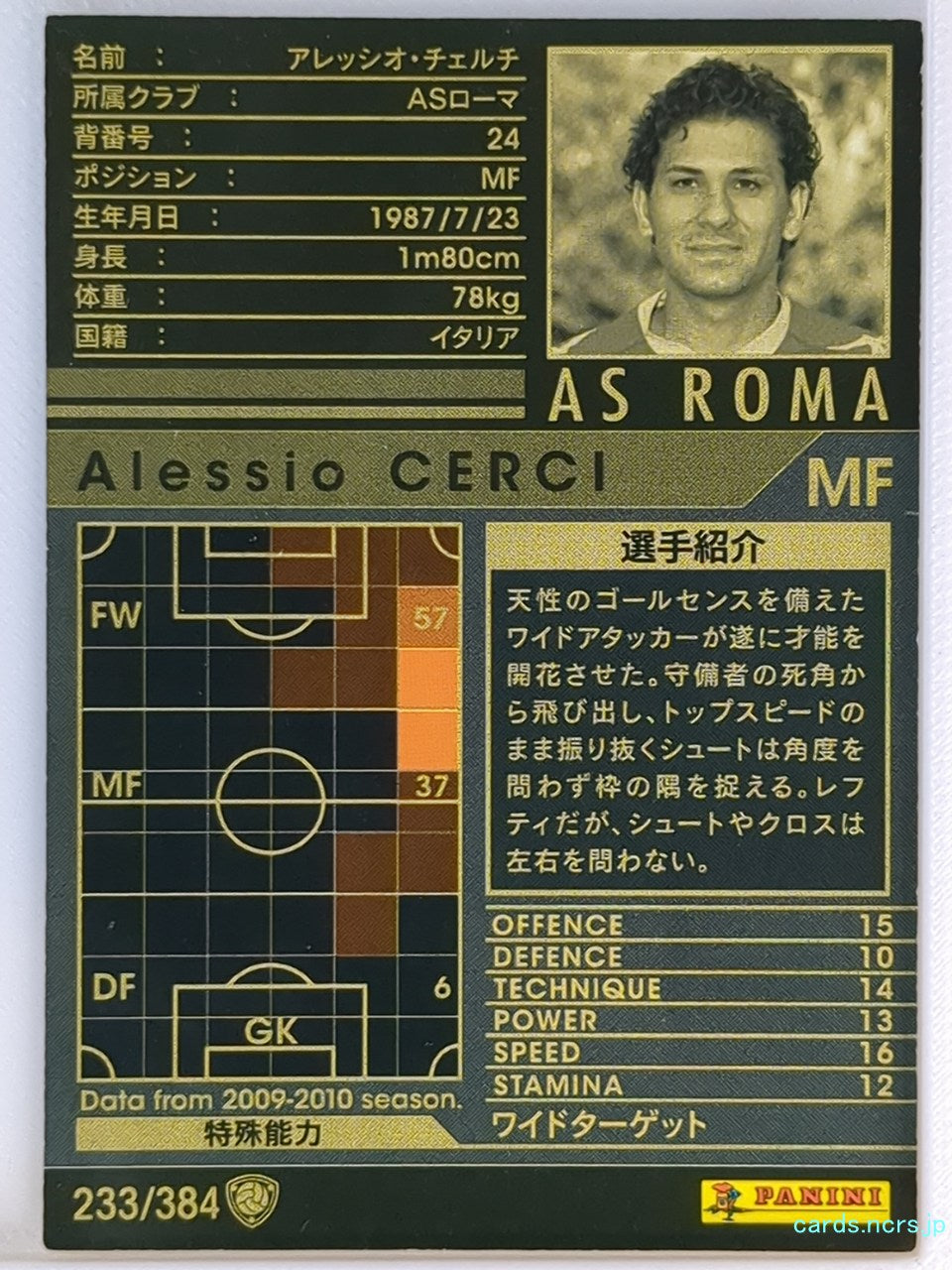 Panini WCCF Football WCCF/2009-2010-233/384 N Alessio Cerci Trading Card NM
