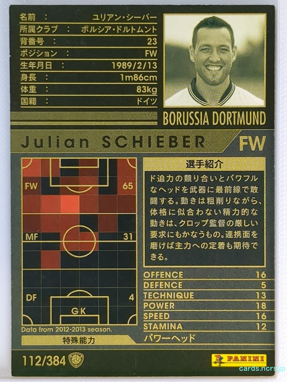 Panini WCCF Football WCCF/2012-2013-112/384 N Julian Schieber Trading Card NM
