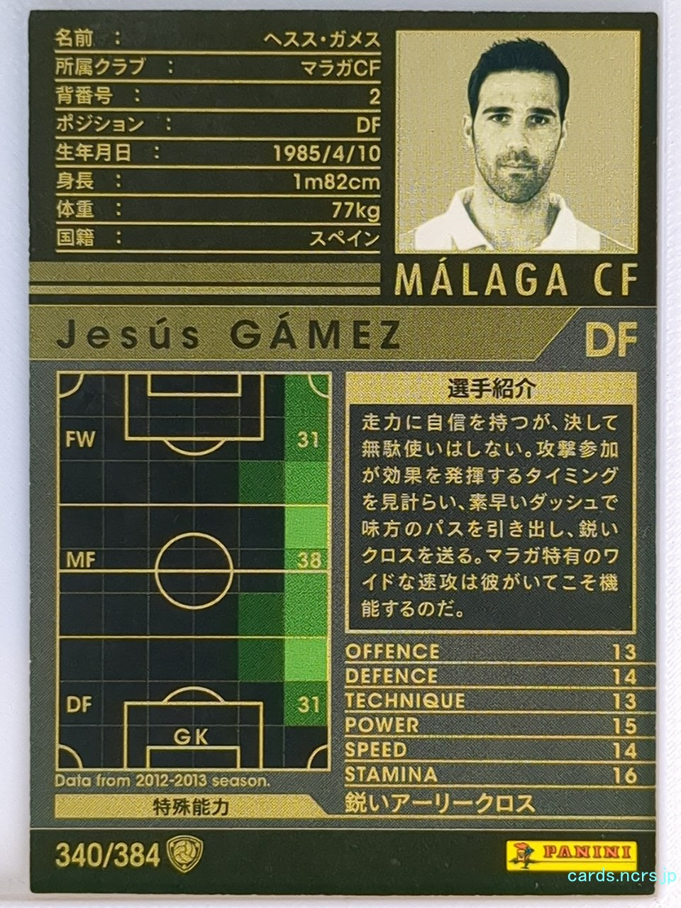Panini WCCF Football WCCF/2012-2013-340/384 N Jesus Gamez Trading Card NM