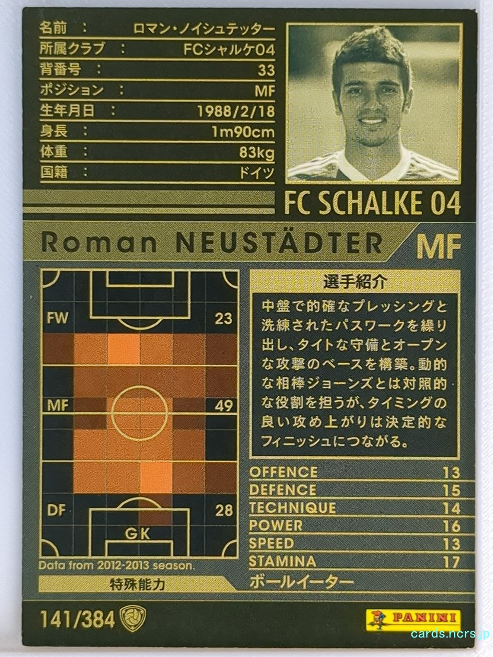 Panini WCCF Football WCCF/2012-2013-141/384 N Roman Neustadter Trading Card NM