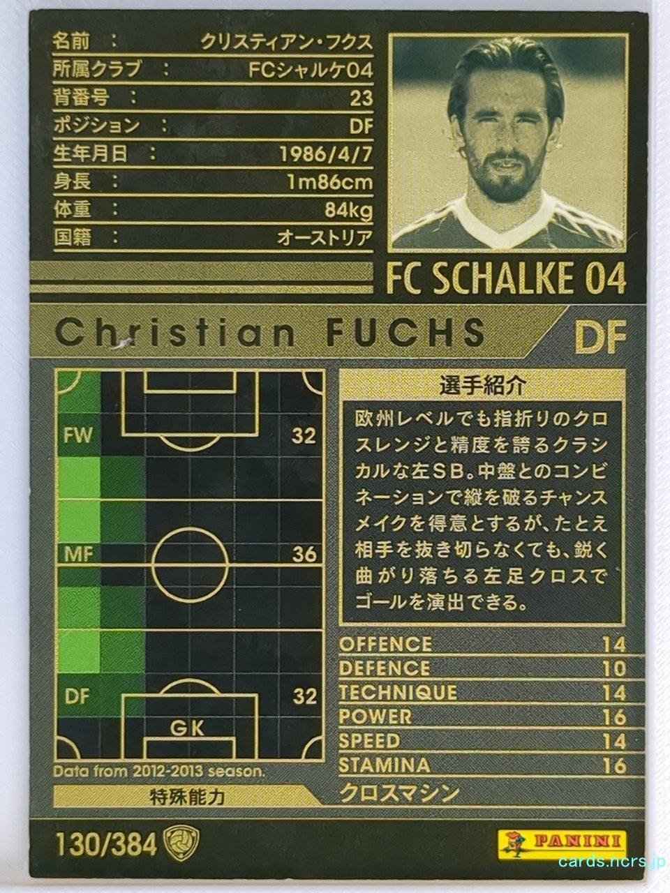 Panini WCCF Football WCCF/2012-2013-130/384 N Christian Fuchs Trading Card NM