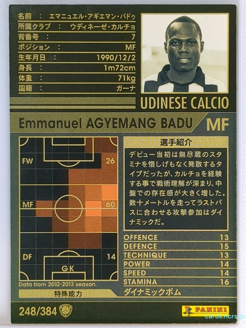 Panini WCCF Football WCCF/2012-2013-248/384 N Emmanuel AGYEMANG BADU Trading Car