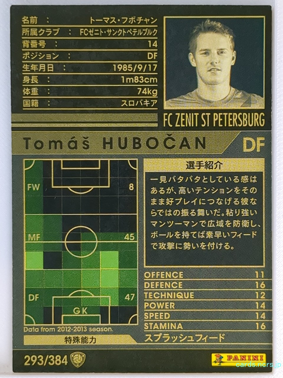 Panini WCCF Football WCCF/2012-2013-293/384 N Tomas Hubocan Trading Card NM