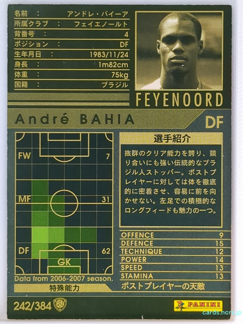 Panini WCCF Football WCCF/2006-2007-242/384 N Andre Bahia Trading Card EX
