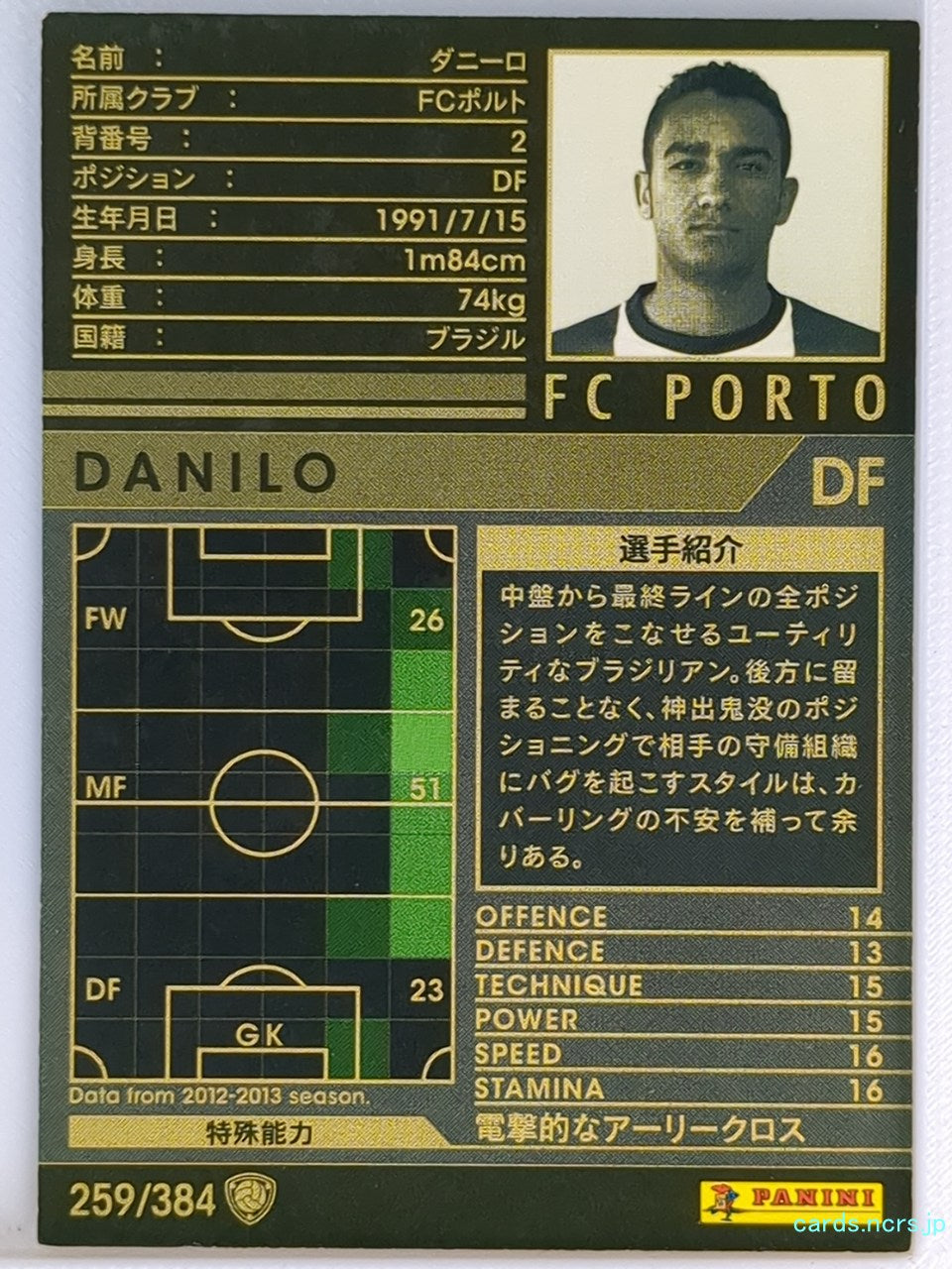 Panini WCCF Football WCCF/2012-2013-259/384 N Danilo Trading Card EX
