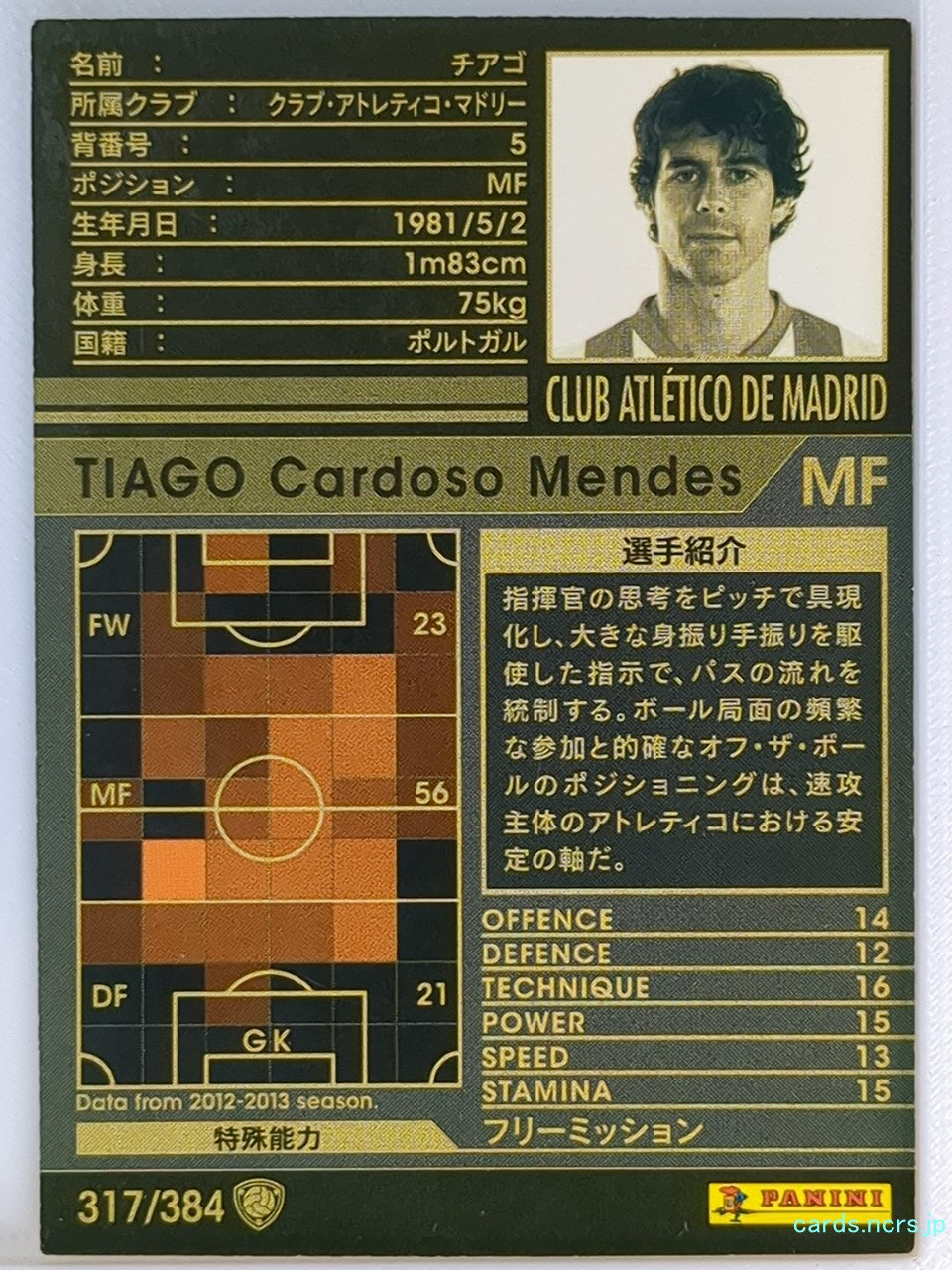 Panini WCCF Football WCCF/2012-2013-317/384 N THIAGO SILVA Trading Card NM
