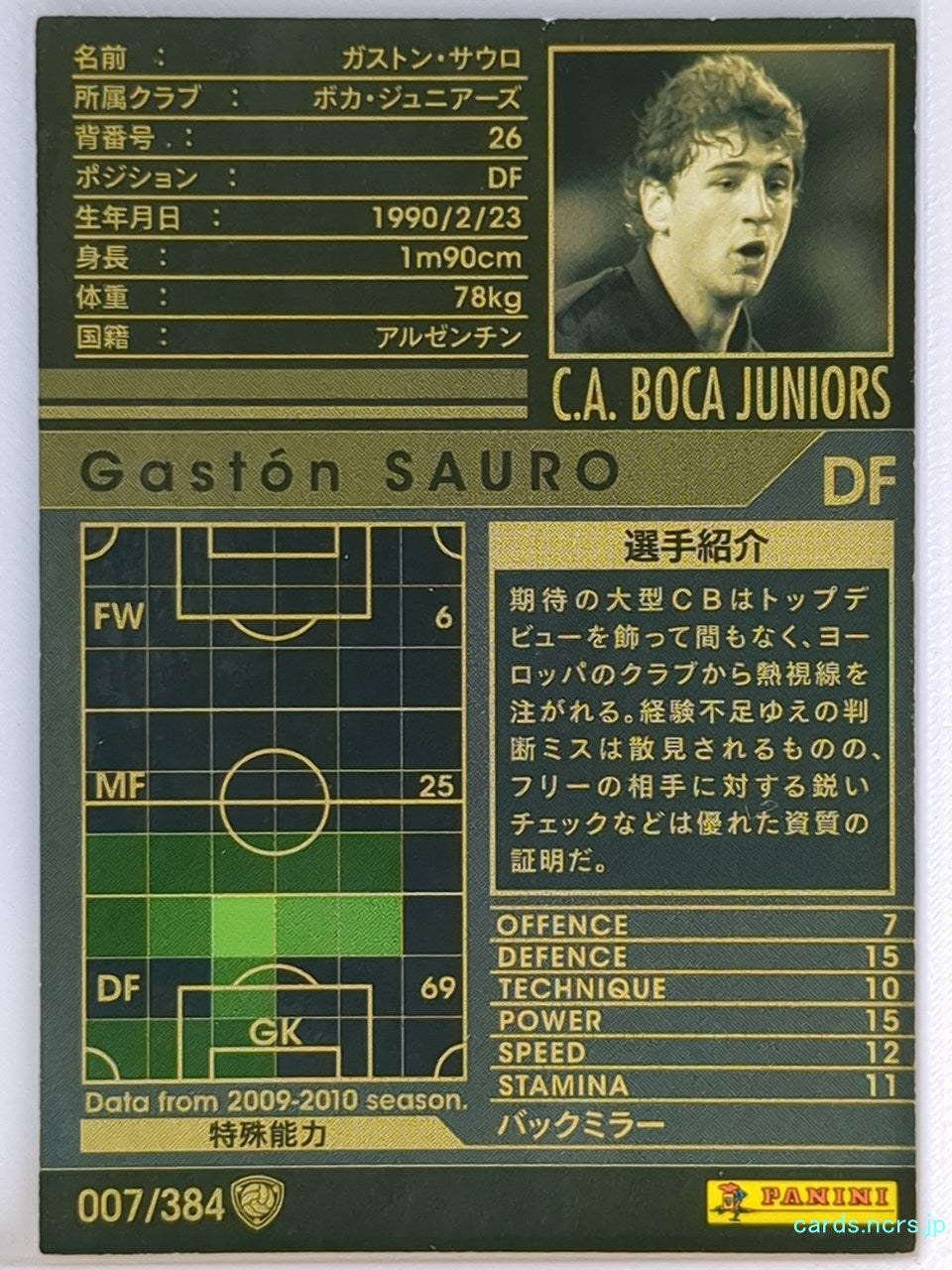 Panini WCCF Football WCCF/2009-2010-007/384 N Gaston SAURO Trading Card EX