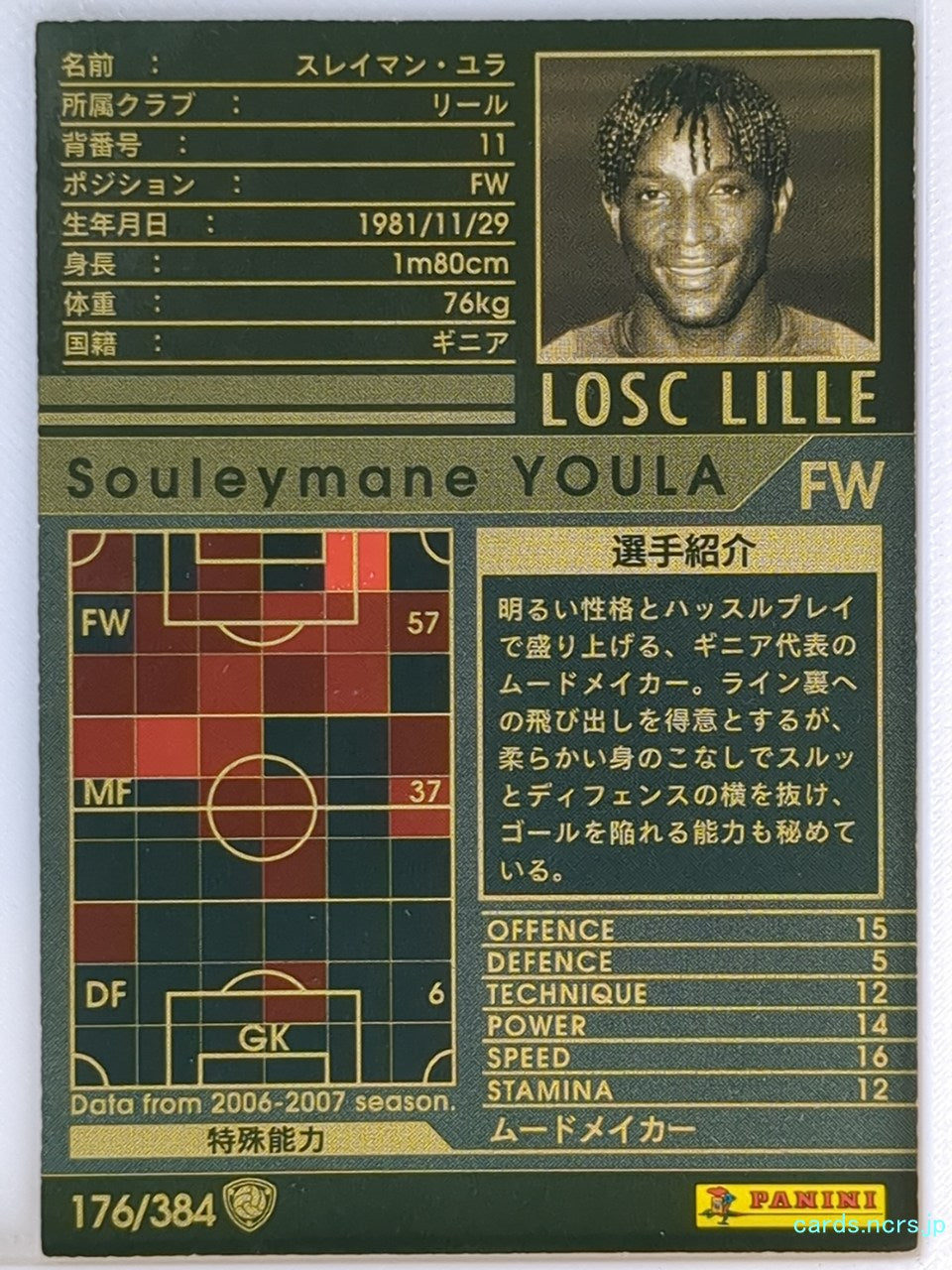 Panini WCCF Football WCCF/2006-2007-176/384 N Souleymane YOULA Trading Card NM