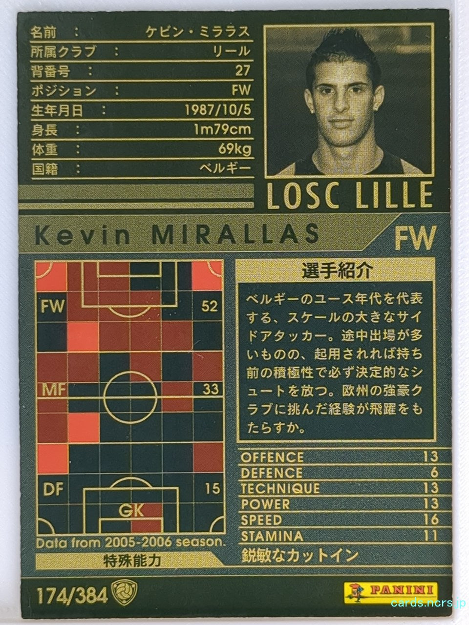 Panini WCCF Football WCCF/2005-2006-174/384 N Kevin MIRALLAS Trading Card NM