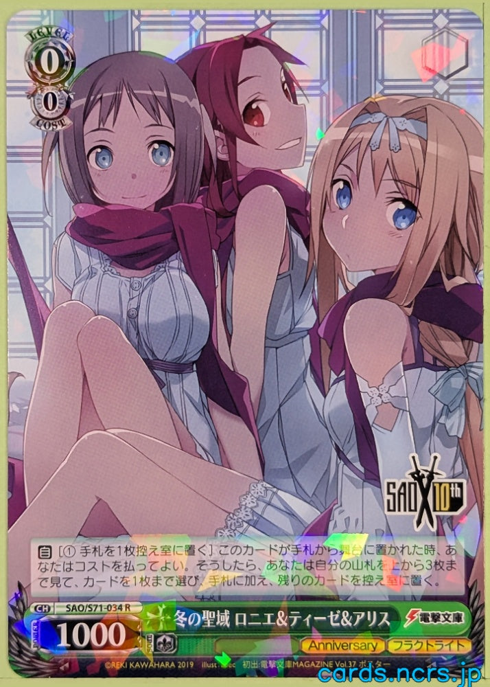 Weiss Schwarz Sword Art Online SAO/S71-034R R Alice Trading Card NM