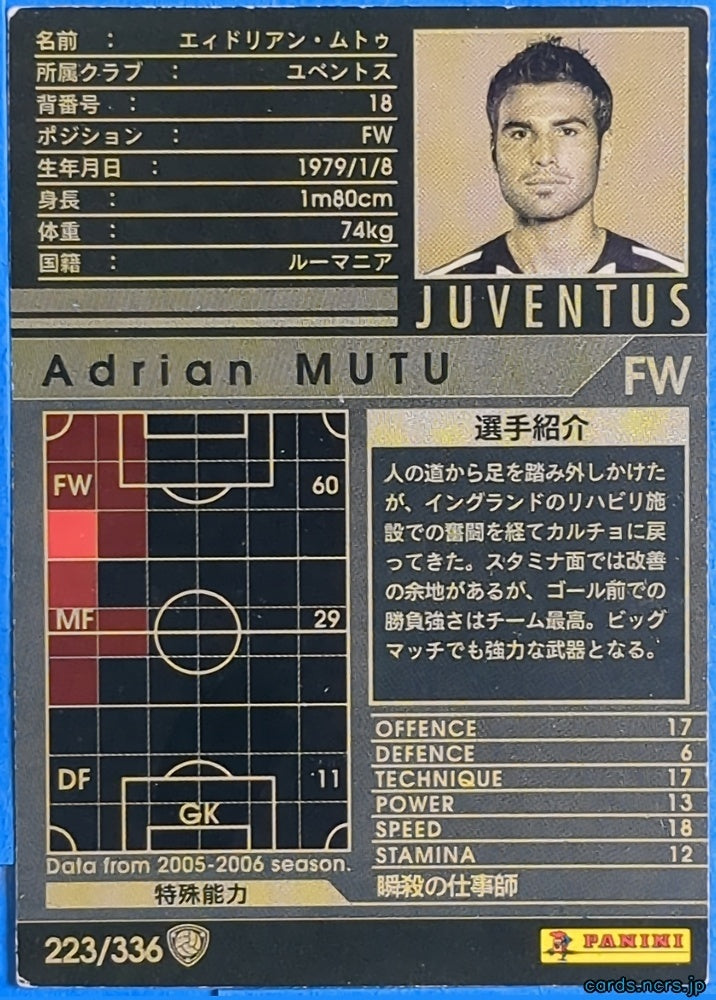 Panini WCCF Football WCCF/2005-2006-223/336 N Adrian Mutu Trading Card EX