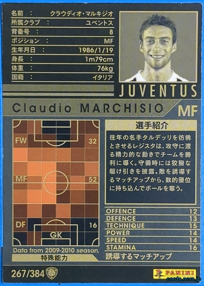 Panini WCCF Football WCCF/2009-2010-267/384 N Claudio MARCHISIO Trading Card EX