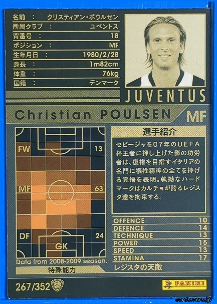 Panini WCCF Football WCCF/2008-2009-267/352 N Christian Poulsen Trading Card NM