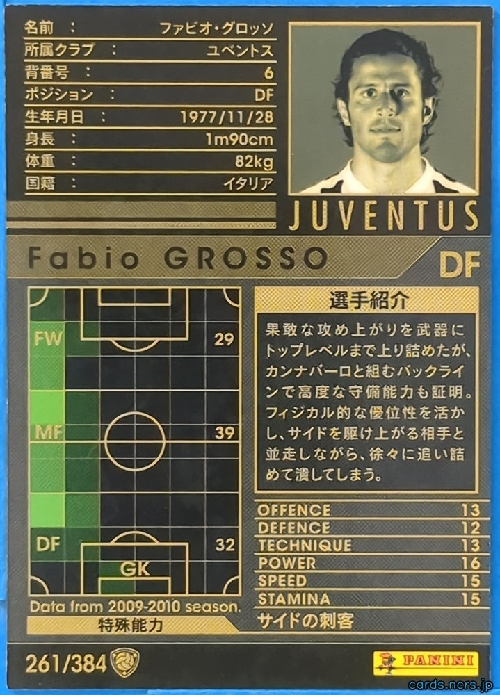 Panini WCCF Football WCCF/2009-2010-261/384 N Fabio Grosso Trading Card NM