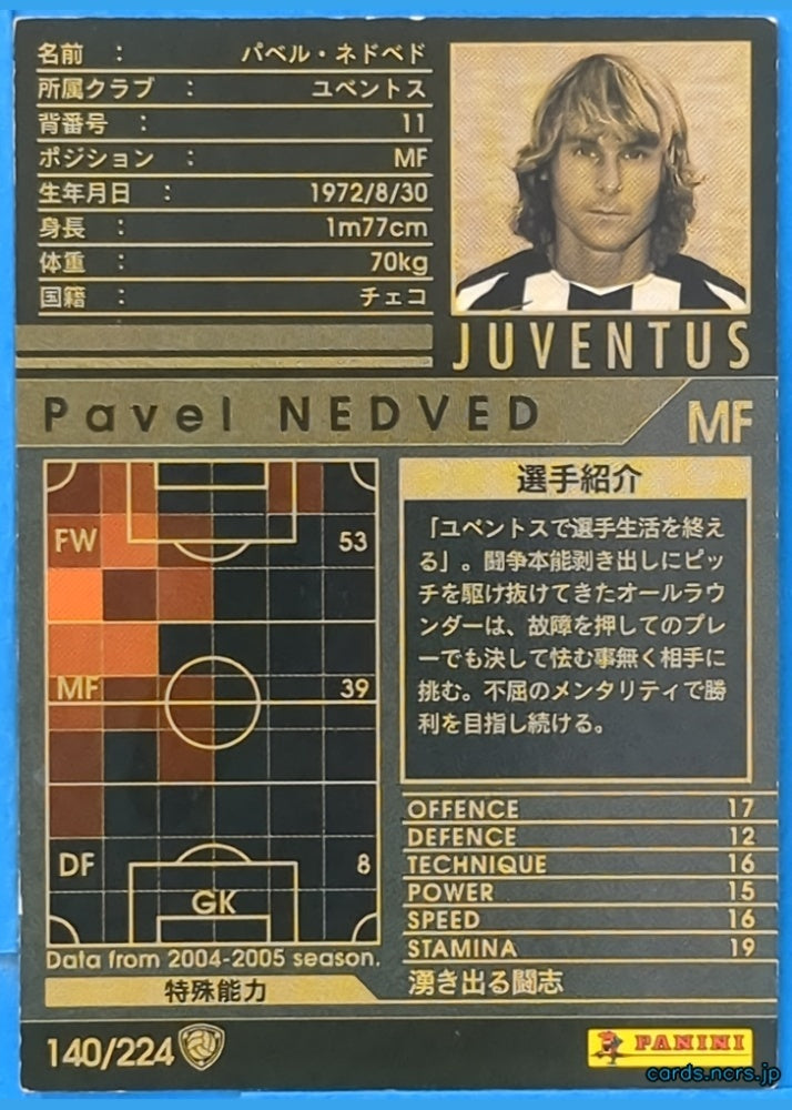 Panini WCCF Football WCCF/2004-2005-140/224 N Pavel Nedvěd Trading Card NM