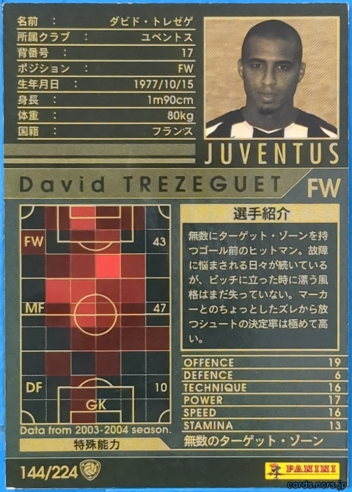 Panini WCCF Football WCCF/2003-2004-144/224 N David Trezeguet Trading Card NM