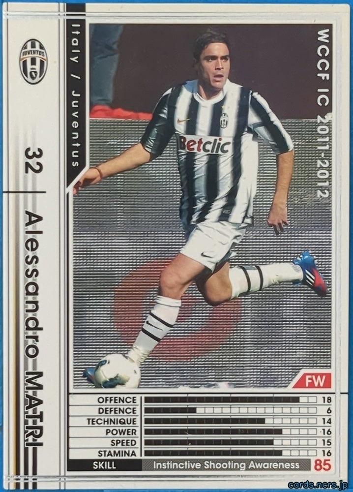 Panini WCCF Football WCCF/2011-2012-222/384 N Alessandro Matri Trading Card NM