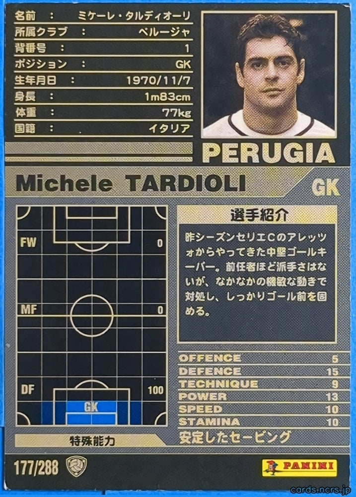 Panini WCCF Football WCCF/2001-2002-177/288 N Michele Tardioli Trading Card EX