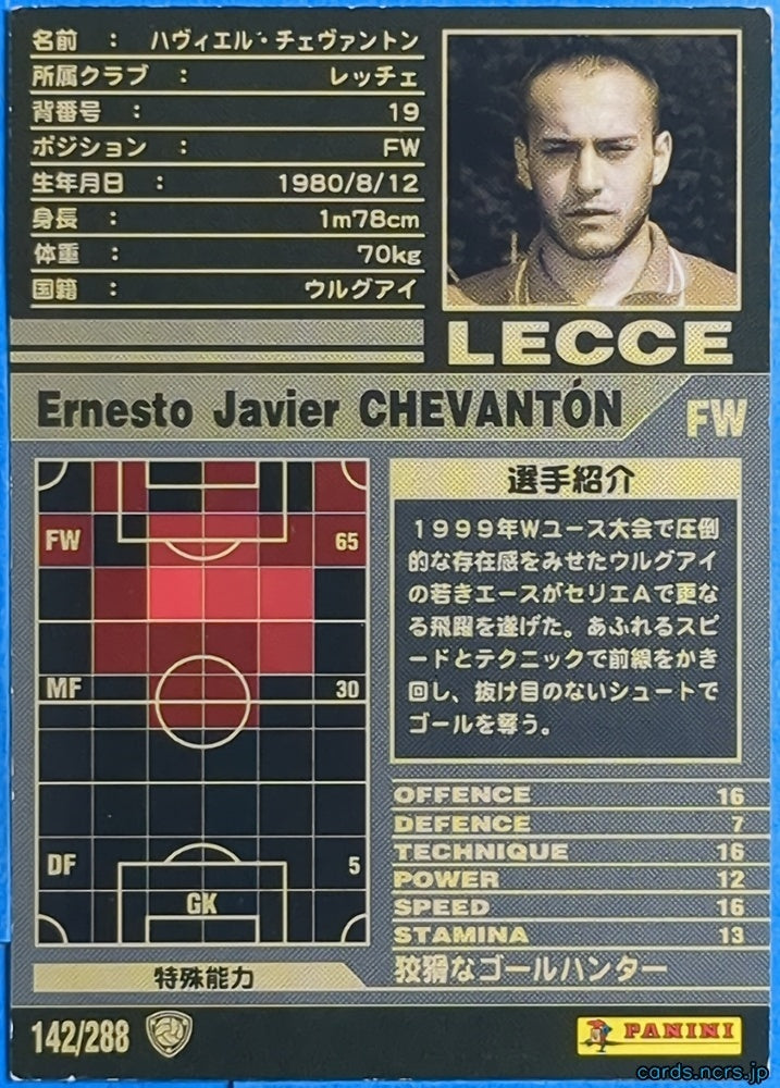 Panini WCCF Football WCCF/2001-2002-142/288 N Ernesto Javier CHEVANTÓN Trading Card NM
