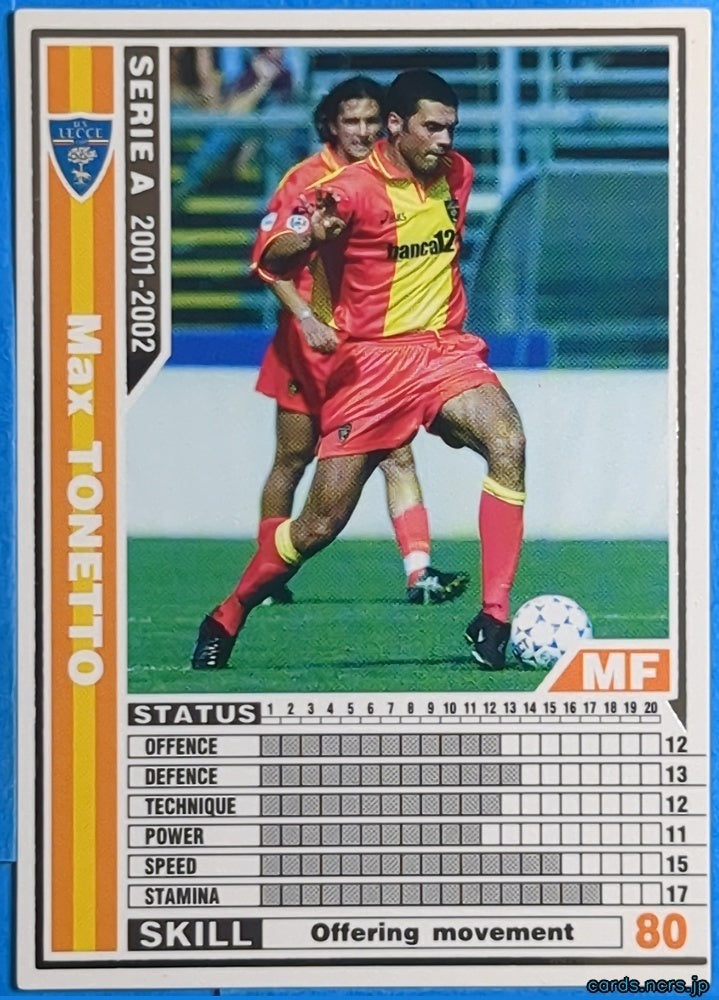 Panini WCCF Football WCCF/2001-2002-141/288 N Max TONETTO Trading Card NM