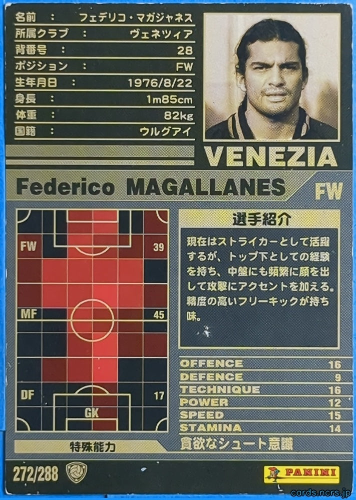 Panini WCCF Football WCCF/2001-2002-272/288 N Federico MAGALLANES Trading Card NM