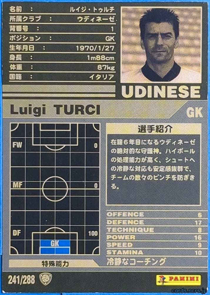 Panini WCCF Football WCCF/2001-2002-241/288 N Luigi Turci Trading Card NM